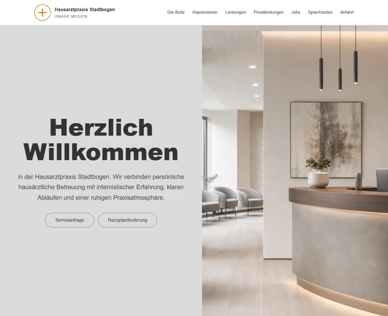 Screenshot einer Hausarztpraxis Beispielwebsite
