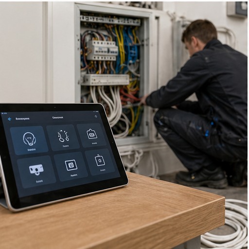 Smart Home Technik wird durch Elektriker eingerichtet